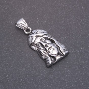 "Visage" Pendant, Gray Metal, 20x37x45mm