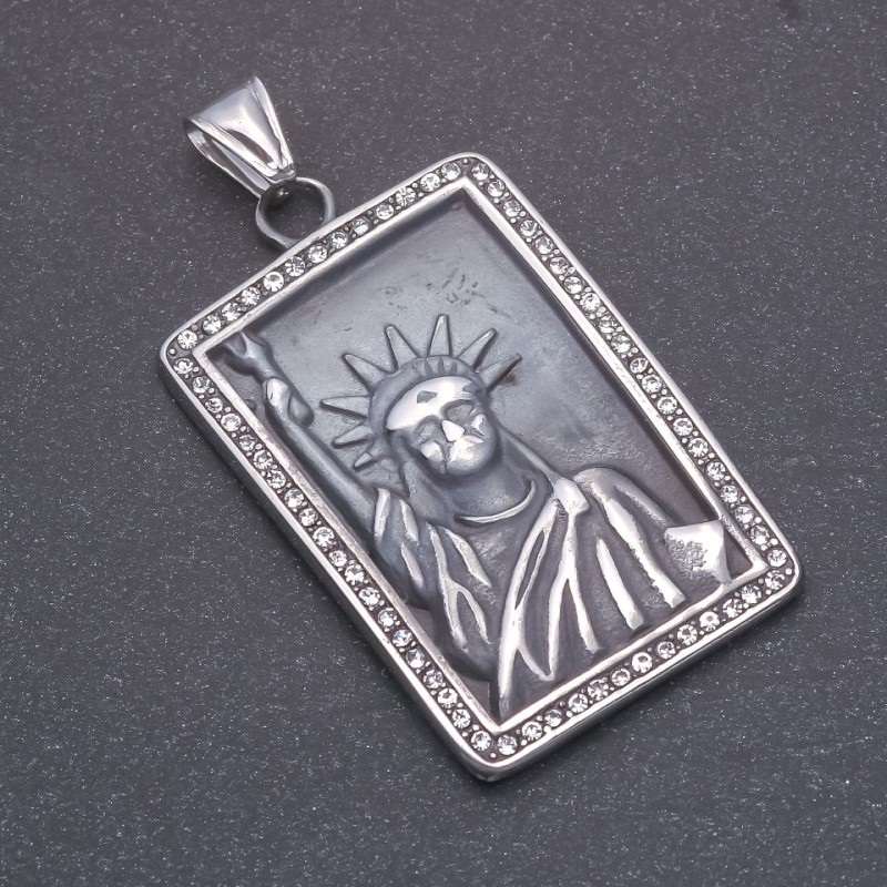 "Statue of Liberty" Pendant, Gray Metal, 32x46x57mm