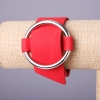 Red Felt "Buckle" Bracelet, Nubuck, Silver-Tone Metal