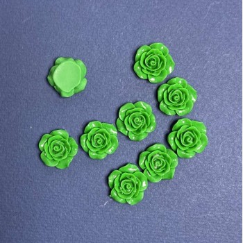 Cabochon Green Rose Acrylic, diameter 18mm pack 17pcs