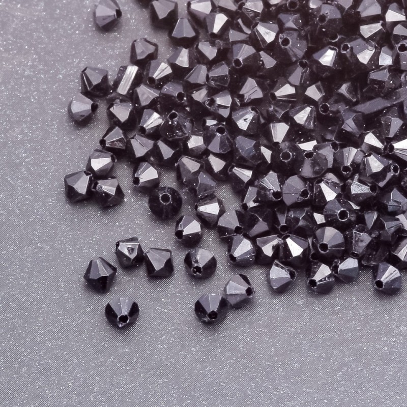 Jewelry Finding Bead Black Plastic Bicone 4x4mm pack 70g (+/-2500pcs)