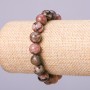 Rhodonite Natural Stone Bracelet, Smooth Round Beads, 10mm Diameter, 18cm, Elastic