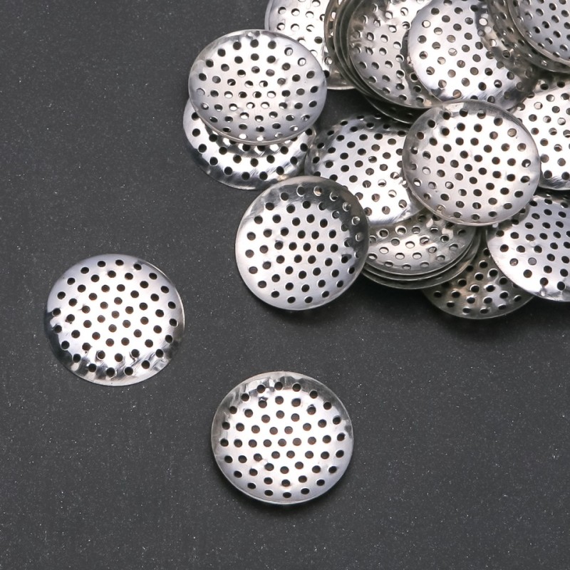 Sieve-Style Brooch Base Finding, 24mm Diameter, Pack of 48pcs