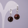 Earrings Natural Stone Bull's Eye, diameter 14mm, length 18mm