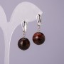 Earrings Natural Stone Bull's Eye, diameter 14mm, length 18mm
