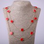 Necklace on Long Chains Red Coin, length 66-70cm