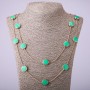 Necklace on Long Chains Green "Coin", length 66-70cm