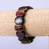 Natural Stone Bracelet Bull's Eye, Tiger's Eye, Hawk's Eye 18x13mm, 18cm Circumference, on Elastic