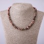 Necklace of Natural Stone, Synthetic Rhodonite Rondelle, diameter 8x5mm, length cm