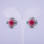 Earrings "Asters" Raspberry, 22mm diameter