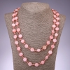 Long Pink Mother-of-Pearl Coin Necklace, 120cm