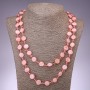 Long Pink Mother-of-Pearl Coin Necklace, 120cm