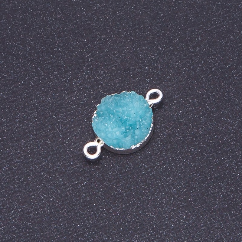 Light Turquoise “Druze” Connector, Acrylic “Silver”, Diameter 14mm L3mm