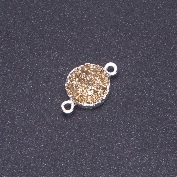 Gold “Druze” Connector, Acrylic “Silver”, Diameter 14mm L3mm