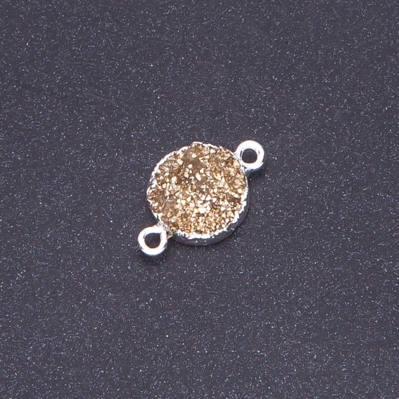 Gold “Druze” Connector, Acrylic “Silver”, Diameter 14mm L3mm