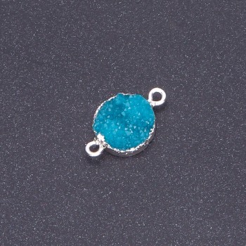 Dark Turquoise “Druze” Connector, Acrylic “Silver”, Diameter 14mm L3mm