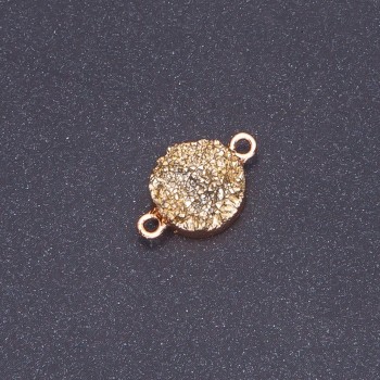 Gold "Druzy" Connector, Acrylic "Gold", 14mm Diameter, L3mm