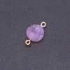 Lilac "Druzy" Connector, Acrylic "Gold", 14mm Diameter, L3mm