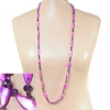Long Lilac Mother-of-Pearl Necklace, Elongated Oval, 110cm