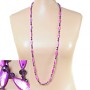 Long Lilac Mother-of-Pearl Necklace, Elongated Oval, 110cm