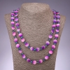 Long Purple and Pink Mother-of-Pearl Coin Necklace, 12mm Diameter, 120cm