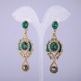 Oriental-Style Earrings with Green Crystals, 65mm Length