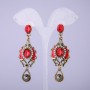 Oriental-Style Earrings with Red Crystals, 65mm Length