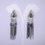 Oriental-Style Earrings with Blue Crystals, 70mm Length