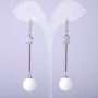 Long Earrings "Powder" White, 14mm Diameter, 70mm Length