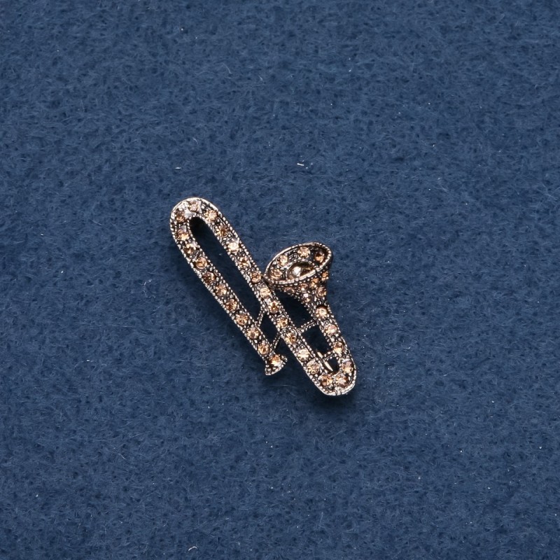Musical Brooch "Trumpet" 38x20mm, metal color "gold"