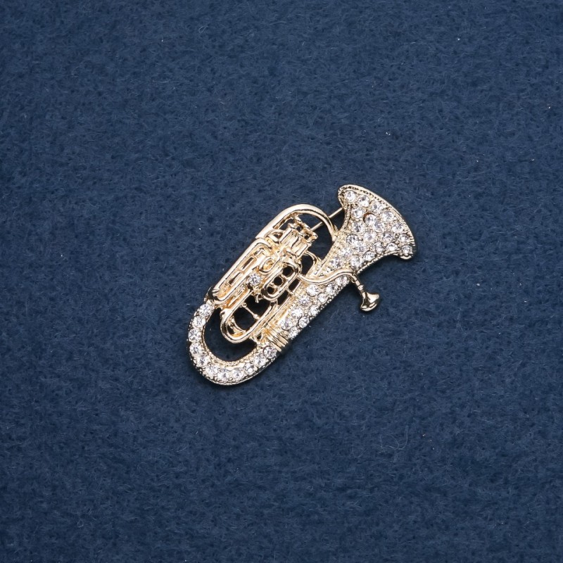 Musical Brooch "Trumpet" 47x26mm, metal color "gold"