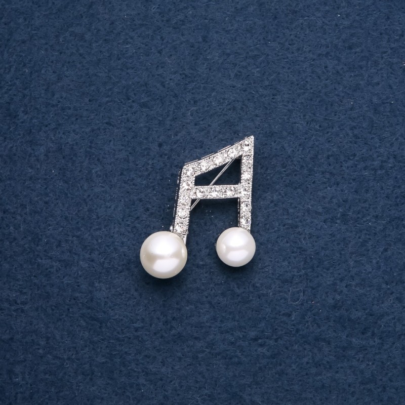 Clearance Musical Brooch "Note" 30x34mm Silver Metal Color