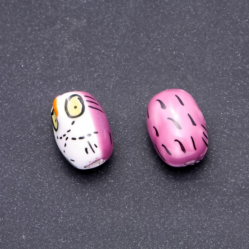 Findings Ceramic Bead Owl Lilac, Pack of 2, 22x16mm