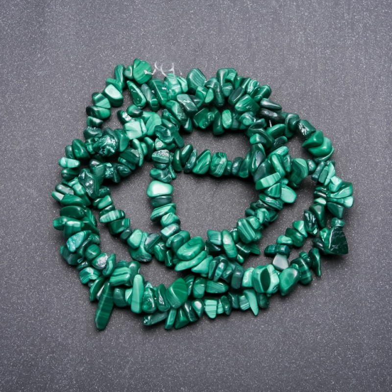 Malachite Beads natural stone on thread, diameter 6×3 mm ±, length 82 cm ±