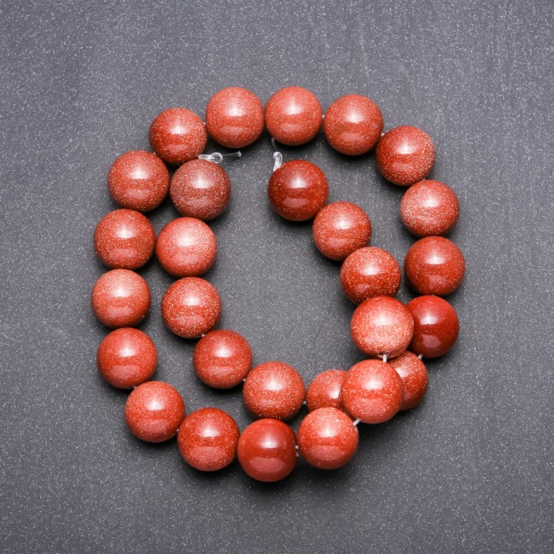 Aventurine "Golden Sand" Round Beads on a Strand, diameter 14mm, length 38cm