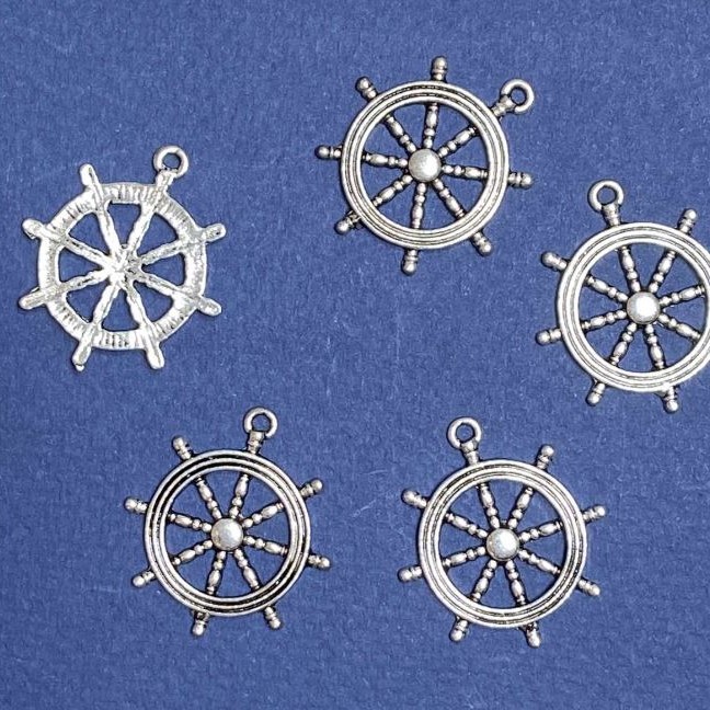Ship's Wheel Pendant Findings, 25x28mm, pack of 10pcs