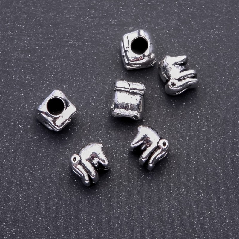 Pandora-Style Elephant Bead Charm, diameter 11x10mm, hole diameter 5mm, pack 20g +/-6pcs