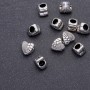 Pandora-Style Heart Bead Charm, diameter 10x9mm, hole diameter 4.5mm, pack 20g +/- 11 pcs