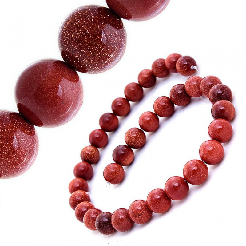 Natural Stone Beads on Thread, Golden Sand Aventurine 12mm, Length 36.5cm