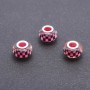 Pandora-Style Pink "Checkerboard" Plastic Bead, diameter 13mm, hole diameter 5mm, pack of 11pcs