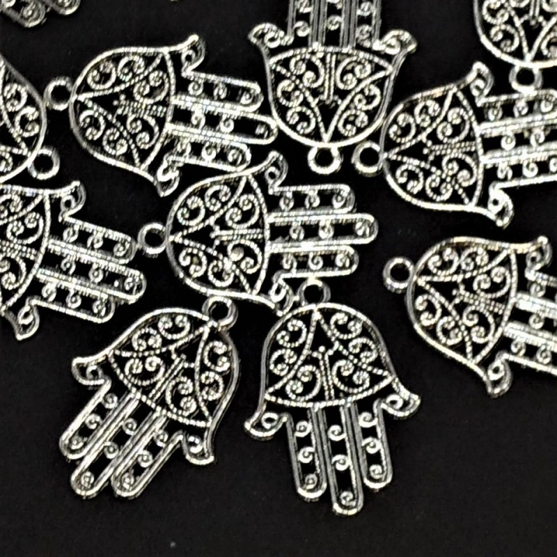 Hamsa Hand Pendant Findings, 22x30mm, pack of 10pcs