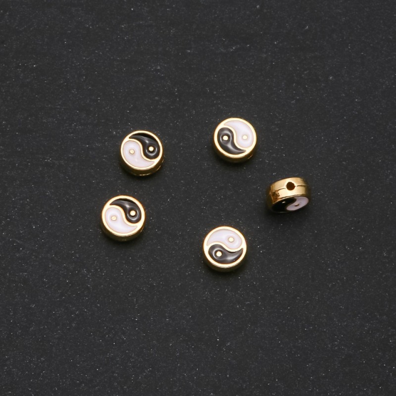 Findings Yin Yang Insert 9x4mm, Pack of 5, Yellow Metal