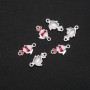 Fish Connector Finding, Red Enamel, 22x13mm, Pack of 6, Gray Metal