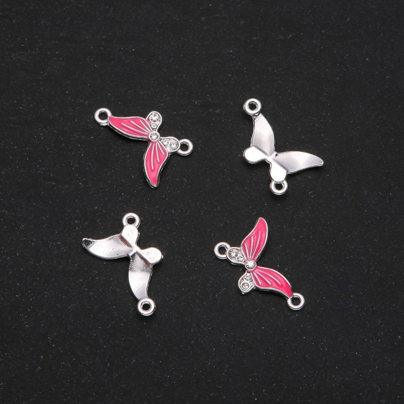 Butterfly Connector Finding, Raspberry Enamel, 24x12mm, Pack of 4