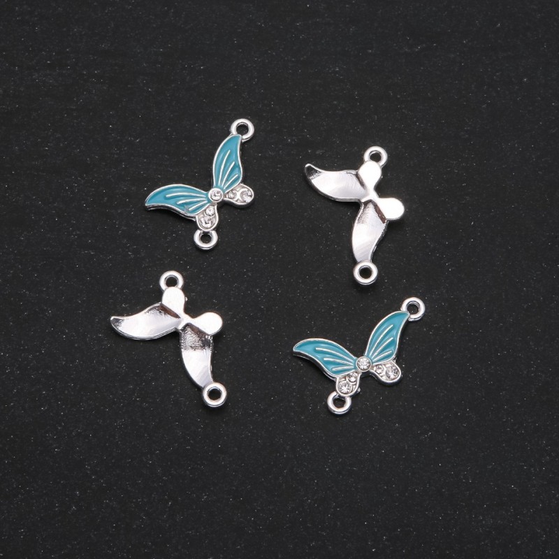 Butterfly Connector Finding, Light Blue Enamel, 24x12mm, Pack of 4