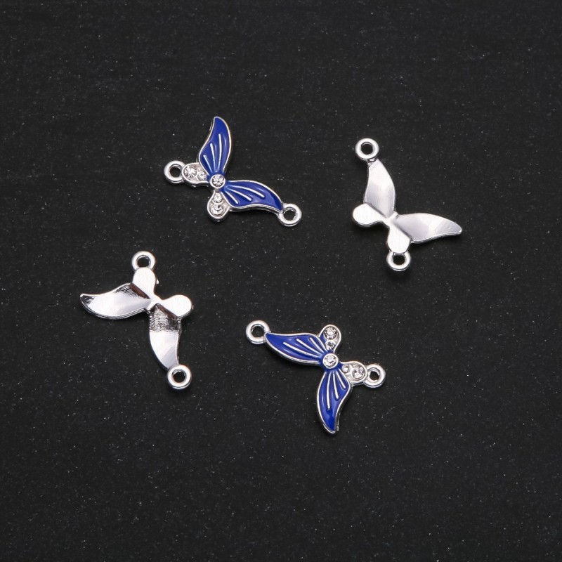 Butterfly Connector Finding, Blue Enamel, 24x12mm, Pack of 4