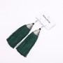 Almina Tassel Earrings, Dark Green, 10cm