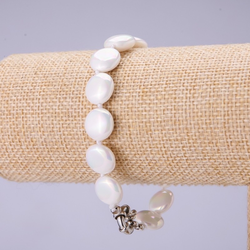 Mallorca Coin Pearl Bracelet, Diameter 12mm, Length 20cm
