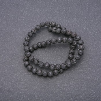 Natural Lava Stone Beads on a String, Diameter 6mm +/-, Length 40cm