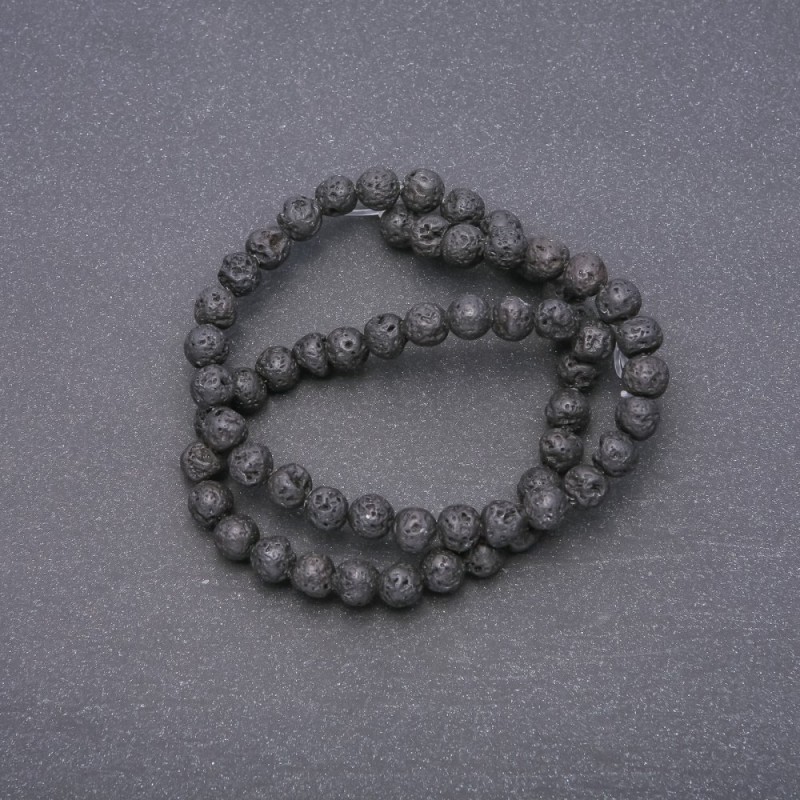 Natural Lava Stone Beads on a String, Diameter 6mm +/-, Length 40cm